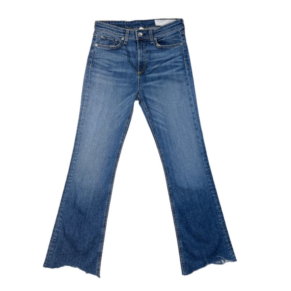Rag & Bone High-Rise Ankle Flare Blue Jeans | Size 26